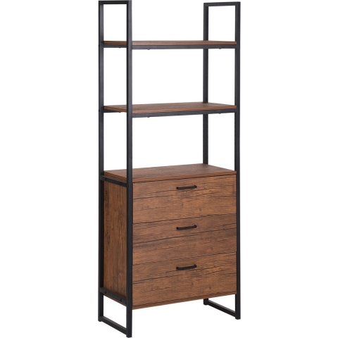 Beliani - TIFTON - Boekenkast - Donkere houtkleur - 3 planken- MDF