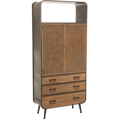 J-Line kast Hoog 3 Laden - hout|metaal - naturel|zwart