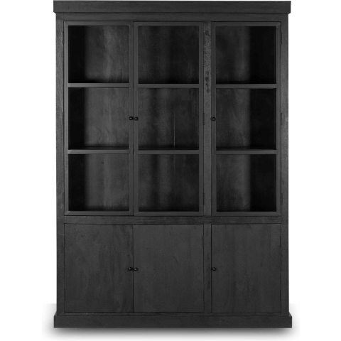 Giga Meubel - Vitrinekast Zwart - 160x40x220cm - Hout - Kast Rense
