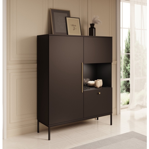 Meubella Vitrinekast Lagos - Zwart - 120 cm