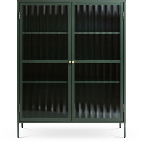 Olivine Katja Metalen Vitrinekast met Ribglas - B 111 cm - Groen
