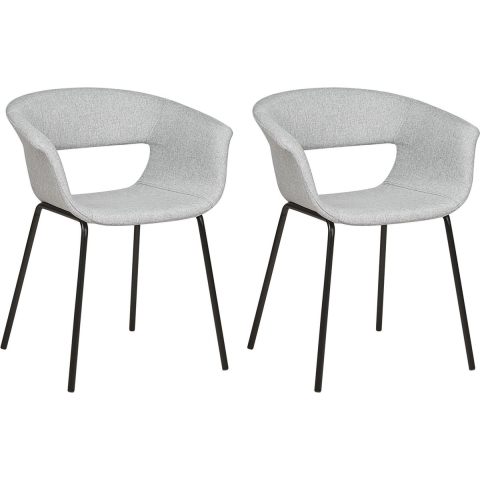 Beliani - ELMA - Eetkamerstoelen set van 2 - Grijs - Polyester
