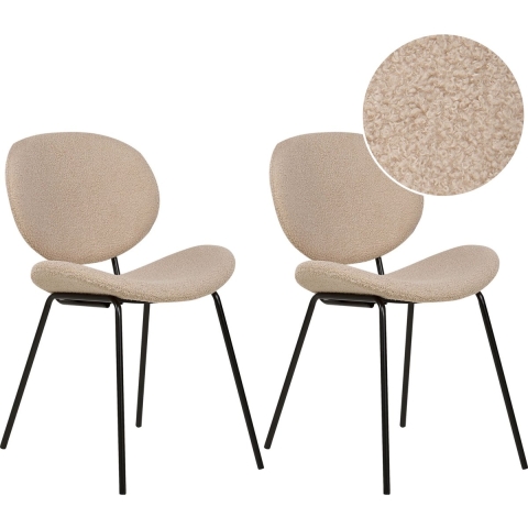 Beliani - LUANA - Eetkamerstoel set van 2 - Taupe - Bouclé