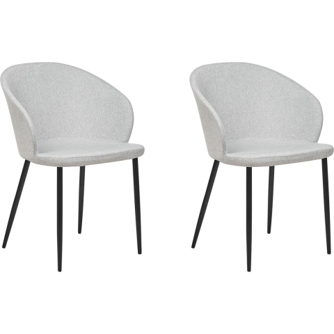 Beliani - MASON - Eetkamerstoel set van 2 - Lichtgrijs - Polyester