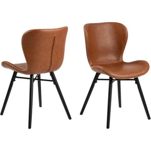 Giga Living - Eetkamerstoel Bruin Kunstleer - Zaria - Set van 2