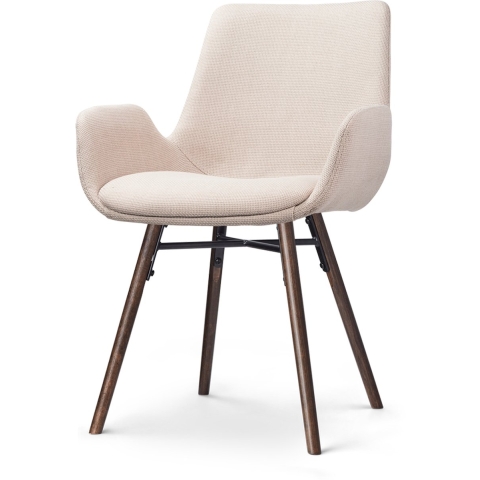 Nolon Nena-Eef Eetkamerstoel Beige - met Armleuning - Walnoot