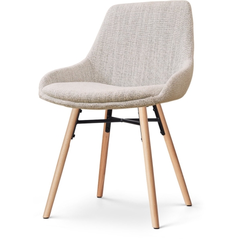 Nolon Nena-Isa Eetkamerstoel Beige Gemêleerd - Stof - Houten Poten