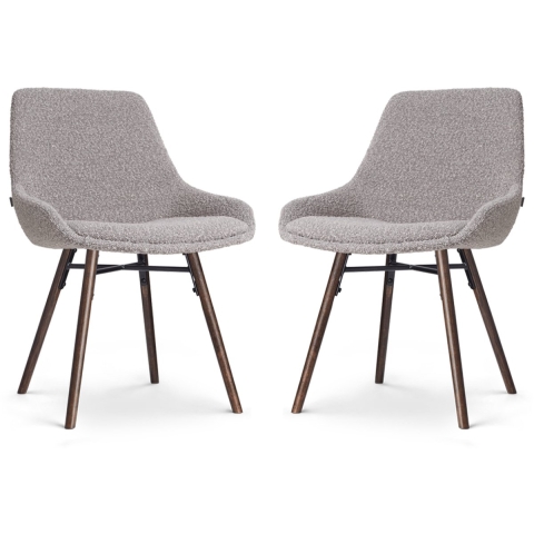 Nolon Nena-Isa Eetkamerstoelen Set van 2 - Bouclé Taupe - Walnoot