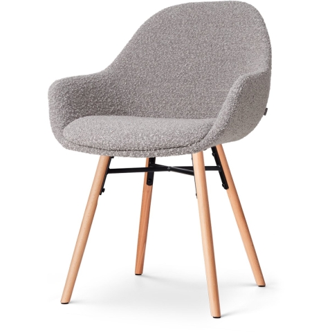 Nolon Nena-Mae Eetkamerstoel Bouclé Taupe - Armleuning - Stof