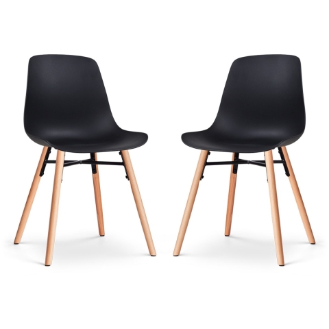 Nolon Nena-Pip Eetkamerstoelen Set van 2 - Zwart - Houten Poten