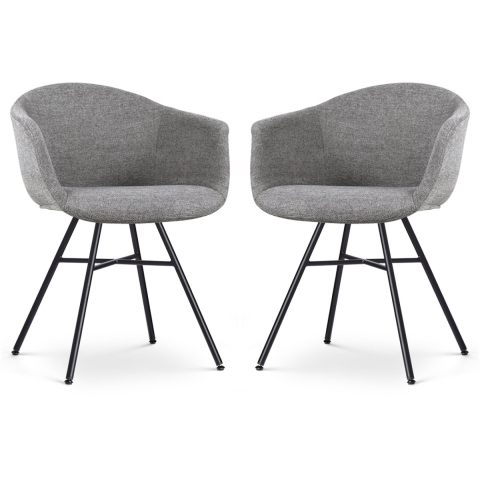 Nolon Noa-Otis Eetkamerstoelen Set van 2 - Donkergrijs - Zwarte Poten