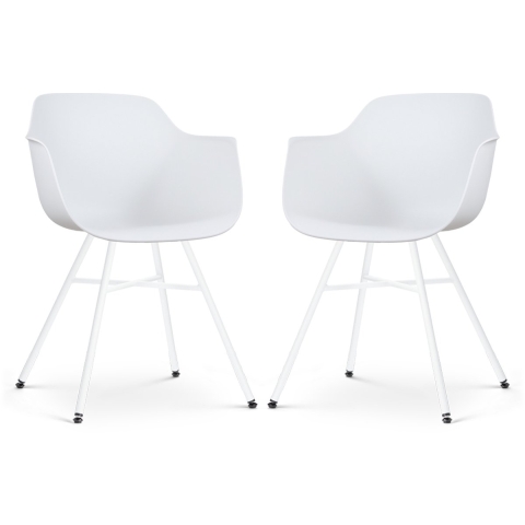 Nolon Noa-Puk Eetkamerstoelen Set van 2 - Wit - Wit Onderstel