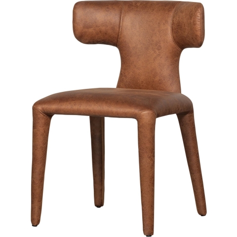 WOOOD Permit Eetkamerstoelen - Leerlook - Cognac - Set van 2