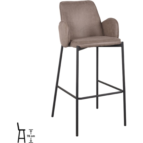LABEL51 Barkruk Joni - Taupe - Microfiber - Zithoogte 78 cm