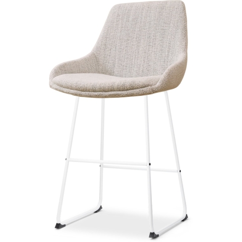 Nolon Nino-Isa Barkruk Beige Gemêleerd - Stof - Wit Onderstel - 65 cm