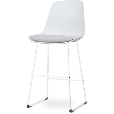Nolon Nino-Liv Barkruk Wit - Lichtgrijs Kussen - Wit Frame - 75 cm