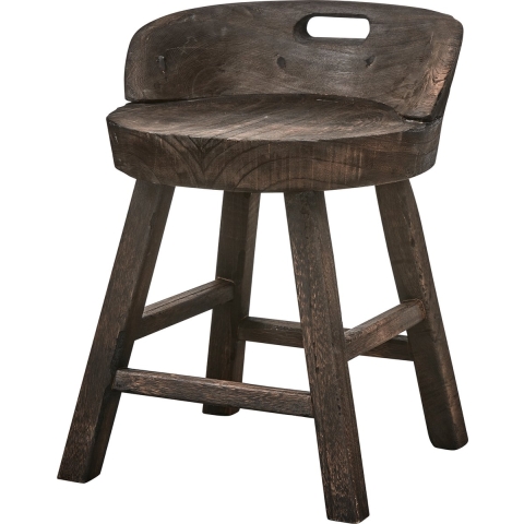 WOOOD Rosalie Kruk|Stoel - Hout - Donkerbruin - 57x43x43