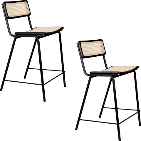 Zuiver Jort Barkruk 66,5 cm Naturel|Zwart - Set van 2