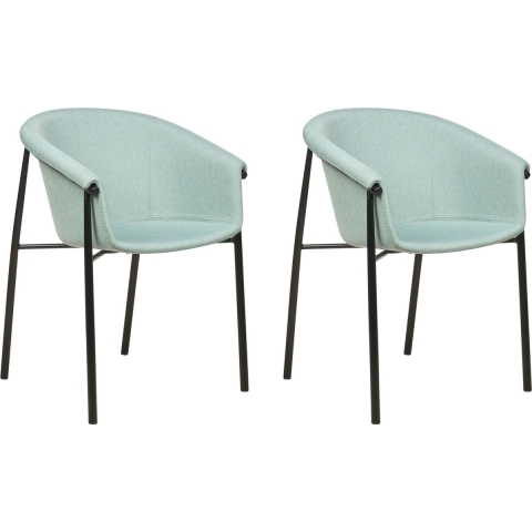 Beliani - AMES - Eetkamerstoel set van 2 - Mintgroen - Polyester