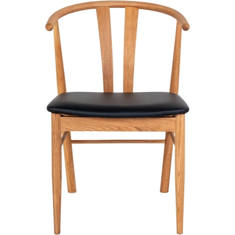 House Nordic Artenara Eetkamerstoel Eiken | Zwart PU-Leer set van 2