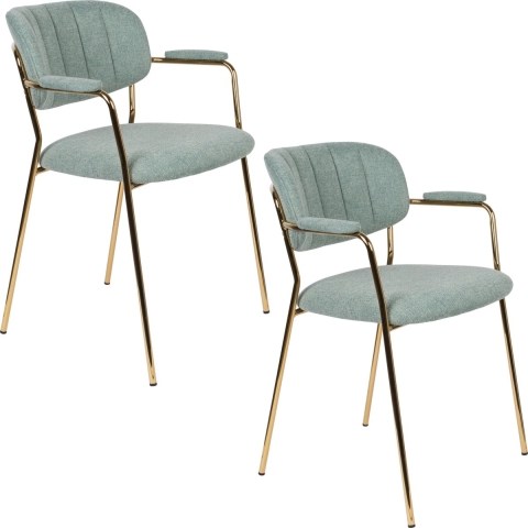 Housecraft Jolien Eetkamerstoelen Goud|Lichtgroen - Set van 2