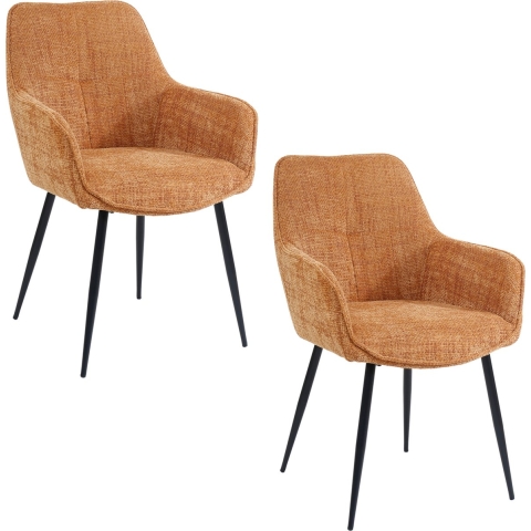 Housecraft Living Jez Eetkamerstoelen armleuning Oranje - Set van 2