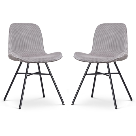 Nolon Noa-Fé Eetkamerstoelen Set van 2 - Rib Warm Grijs - Zwarte Poten