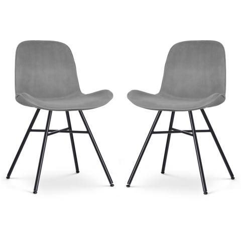 Nolon Noa-Fé Eetkamerstoelen Set van 2 - Velvet Grijs - Zwarte Poten