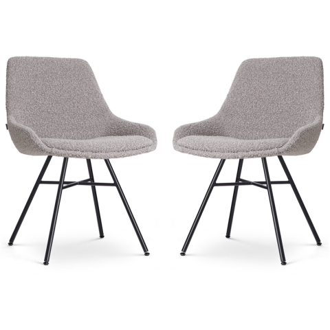 Nolon Noa-Isa Eetkamerstoelen Set van 2 - Bouclé Taupe - Zwart