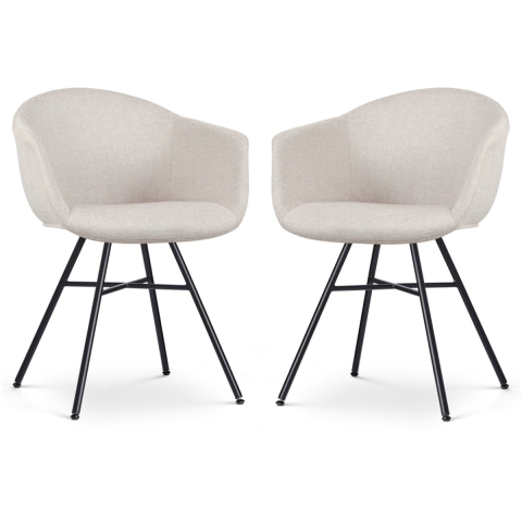 Nolon Noa-Otis Eetkamerstoelen Set van 2 - Beige - Zwarte Poten