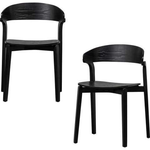 WOOOD Cras Eetkamerstoelen - Hout - Zwart - Set van 2
