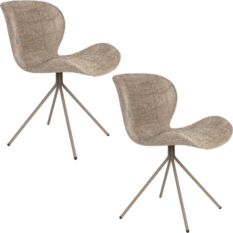 Zuiver OMG Eetkamerstoelen Soft Beige - Set van 2