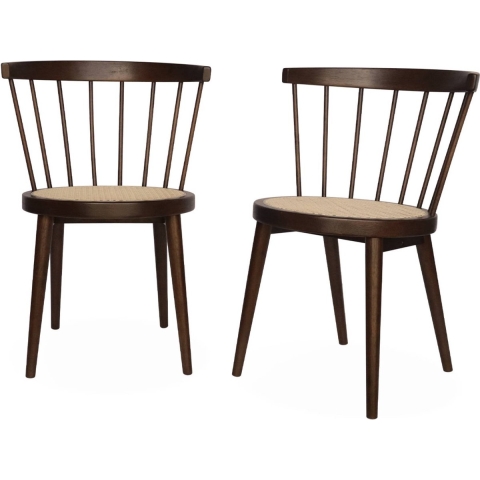 sweeek - Hout en rotan stoel, set van 2