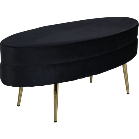 Venture Home Hocker Otto 100x40x41 cm fluweel zwart en messingkleurig