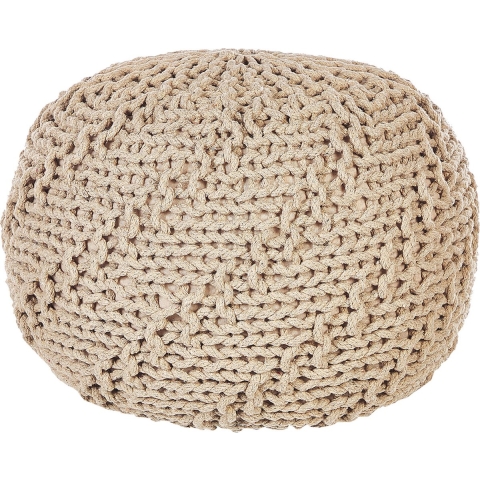 Beliani - PRIENE - Poef - Beige - 50 cm - Katoen