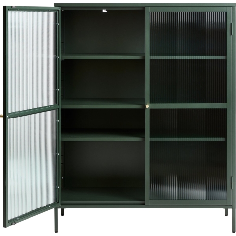 by fonQ Opal Vitrinekast - H 140 cm - Olijfgroen