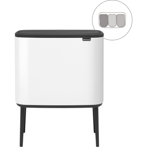 Brabantia Bo Touch Bin Afvalemmer 3 x 11 L - Wit