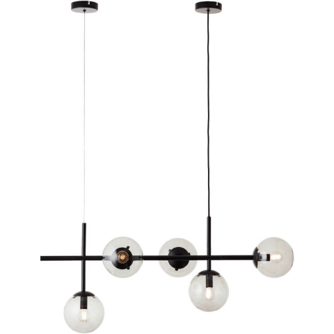 Brilliant Ariol Hanglamp 5-lichts - Zwart/Gerookt Glas