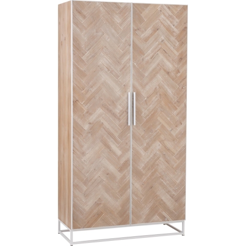 J-Line kast Hoog 2 Deuren Zigzag - hout|metaal - naturel|wit