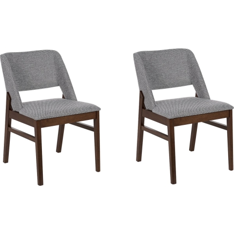 Beliani - BELLA - Eetkamerstoel set van 2 - Grijs - Polyester