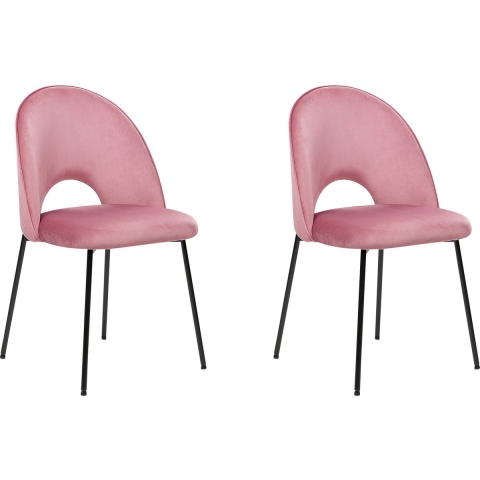 Beliani - COVELO - Eetkamerstoel set van 2 - Roze - Fluweel