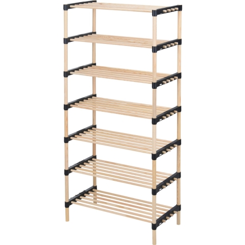 H&S Collection Schoenenrek - 7-laags - hout - 56x28x110 cm