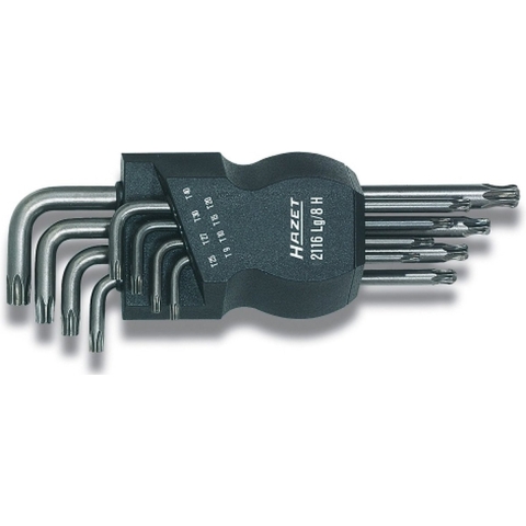 HAZET Set met haakse schroevendraaiers 2116LG/8H · Binnen-TORX®-profiel · 8-delig · T9 · T10 · T15 · T20 · T25 · T27 · T30 · T40