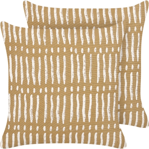 Beliani - SALIX - Sierkussen set van 2 - Beige - 45 x 45 cm - Katoen