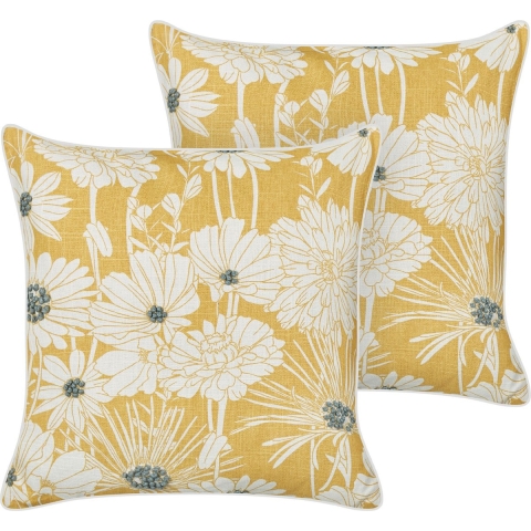 Beliani - SCIRPUS - Sierkussen set van 2 - Geel - 45 x 45 cm - Katoen