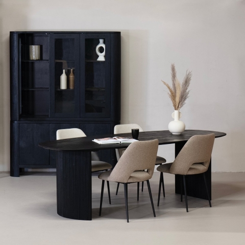 Giga Meubel - Eettafel 220cm Deens Ovaal - Zwart - Mangohout