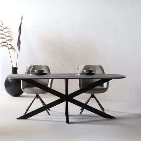 Giga Meubel - Eettafel Deens Ovaal - Zwart - 160cm - Eettafel Jordan