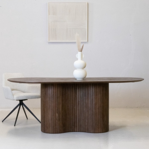 Giga Meubel - Eettafel Ovaal - Donkerbruin - 200cm - Hout