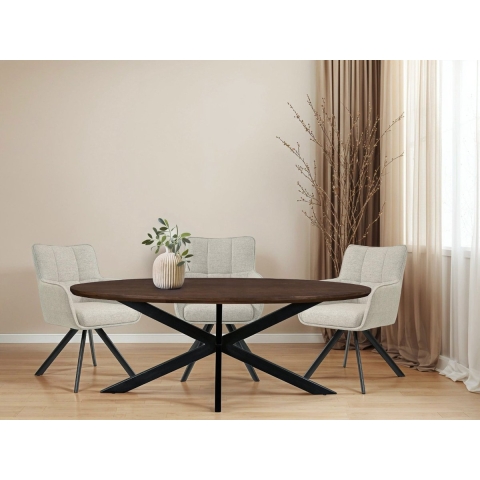 Livingfurn - Eettafel Ovaal 240cm - Bruin Mangohout - Jesper