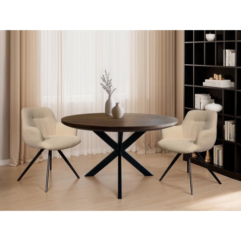 Livingfurn - Eettafel Rond 130cm - Naturel Mangohout - Jesper